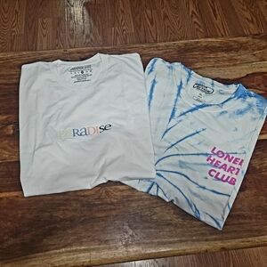 BUNDLE! White 'Paradise' Tee & Blue Tie-Dye 'Lonely Heart Club' Tee Bundle!